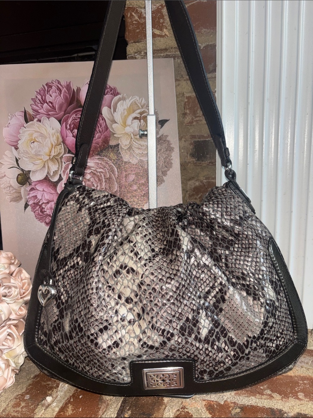 Brighton Peuter Snake-Print Shoulder Bag with Dusty
